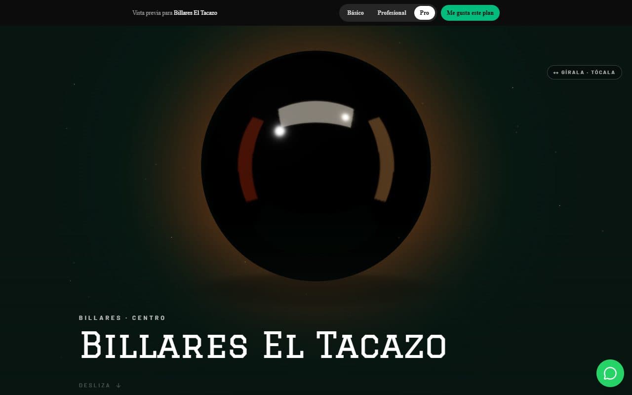 Página web real de Billares La Carambola