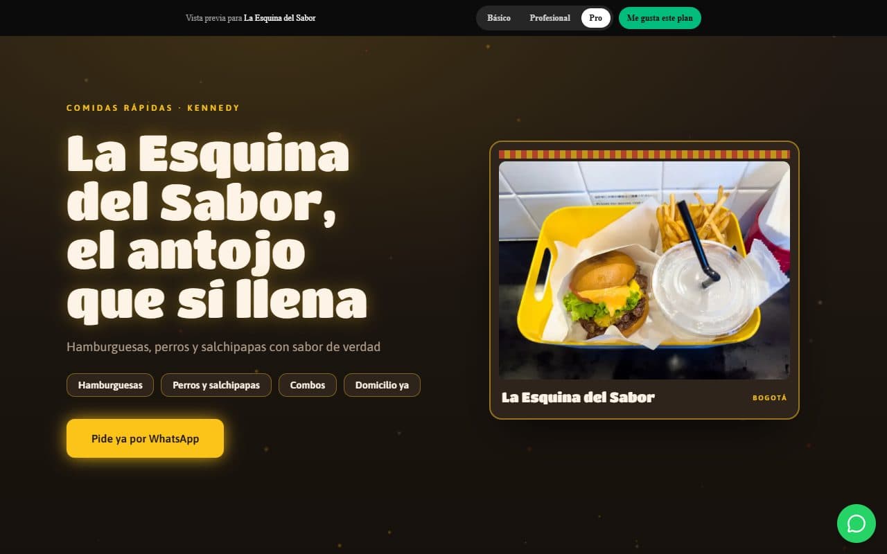 Página web real de Comidas Rápidas El Combo
