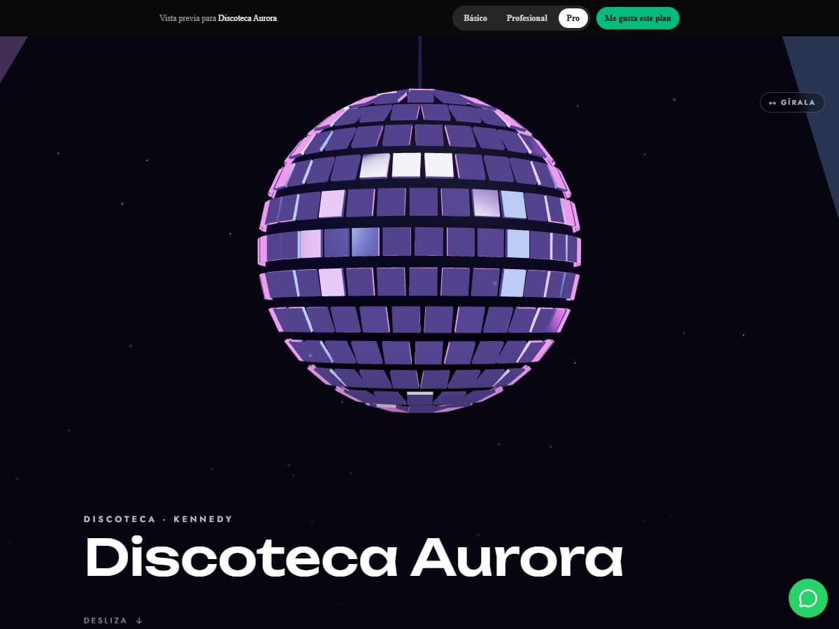 Página web real de Discoteca Aurora
