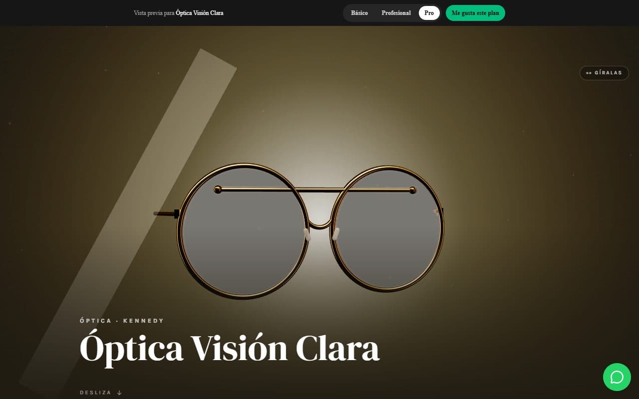 Página web real de Óptica Enfoque