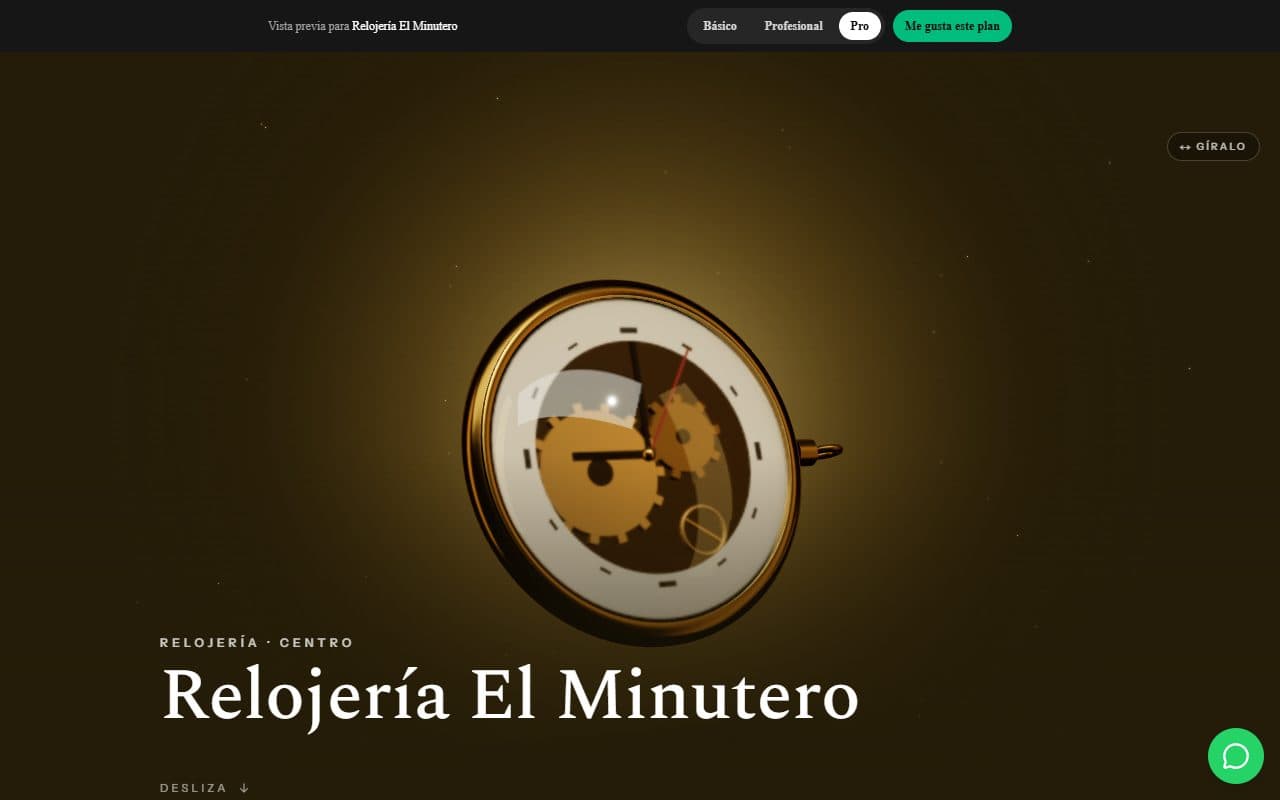 Página web real de Relojería El Minutero