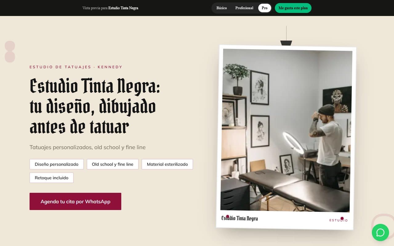 Página web real de Estudio La Aguja