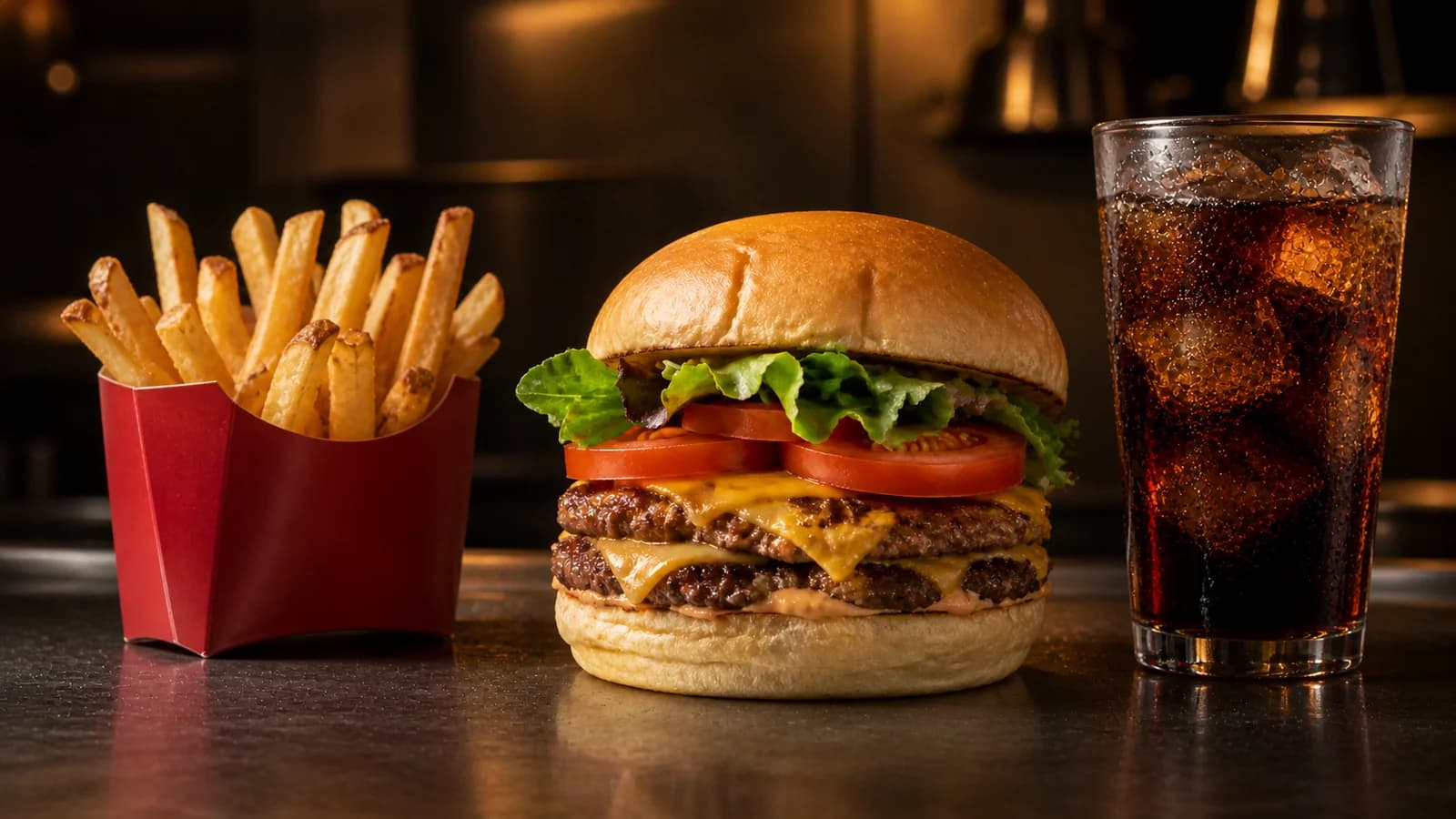 Combo Brasa 85 con hamburguesa, papas y bebida